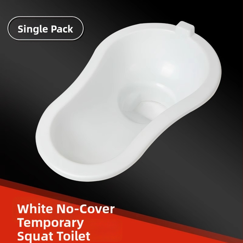 Plastikinis laikinas klozetas statyboms — be sifono, be rezervuaro, įprastas kanalizacijos skersmuo