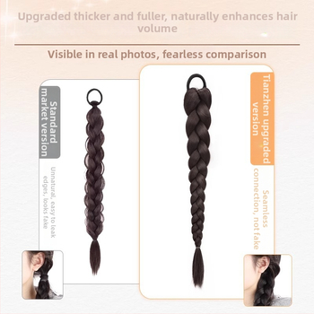 Sieviešu pītā aste parūka, rokām austā, mati no augstas temperatūras stieples, nav piemērota krāsošanai vai veidošanai