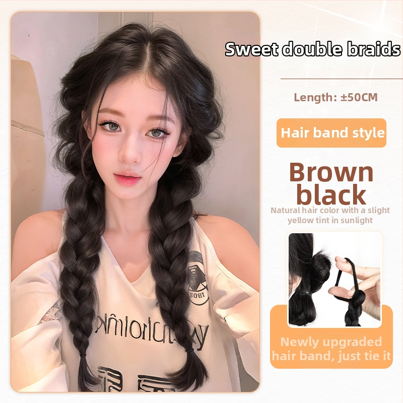 Sieviešu pītā aste parūka, rokām austā, mati no augstas temperatūras stieples, nav piemērota krāsošanai vai veidošanai