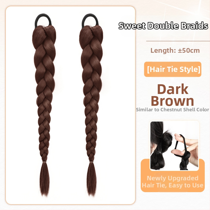 Sieviešu pītā aste parūka, rokām austā, mati no augstas temperatūras stieples, nav piemērota krāsošanai vai veidošanai