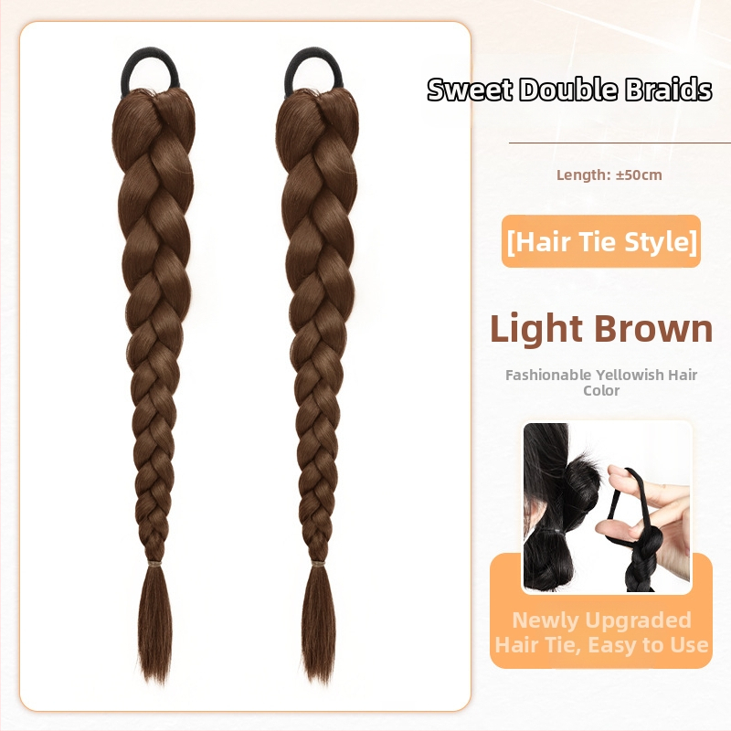 Sieviešu pītā aste parūka, rokām austā, mati no augstas temperatūras stieples, nav piemērota krāsošanai vai veidošanai