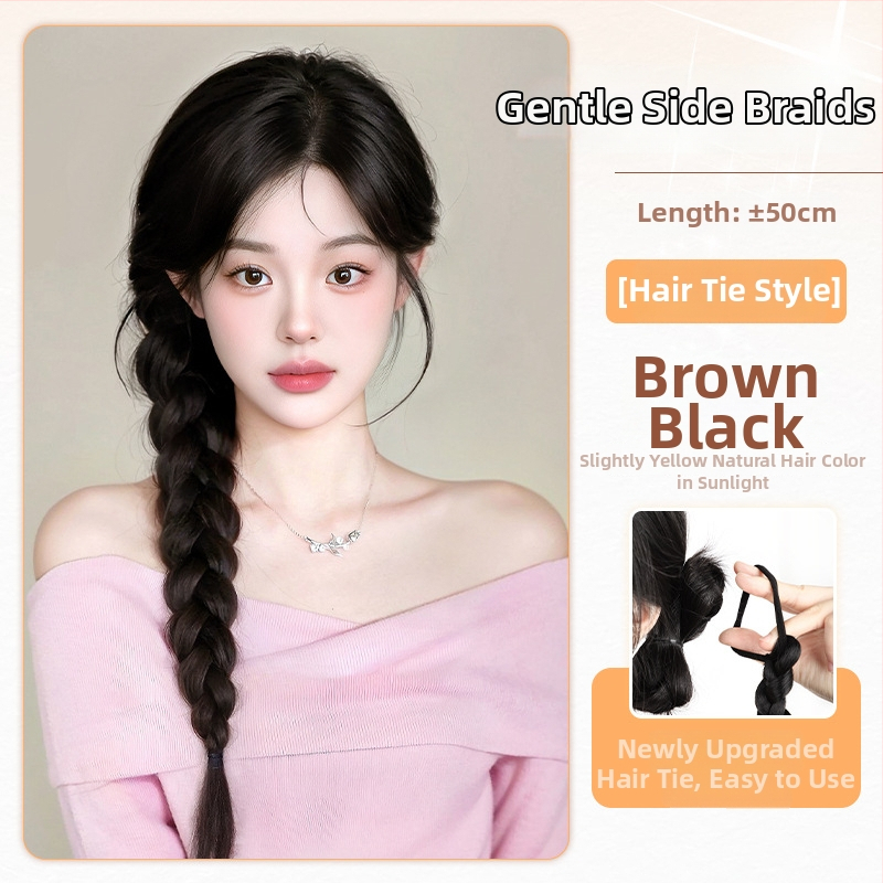 Sieviešu pītā aste parūka, rokām austā, mati no augstas temperatūras stieples, nav piemērota krāsošanai vai veidošanai