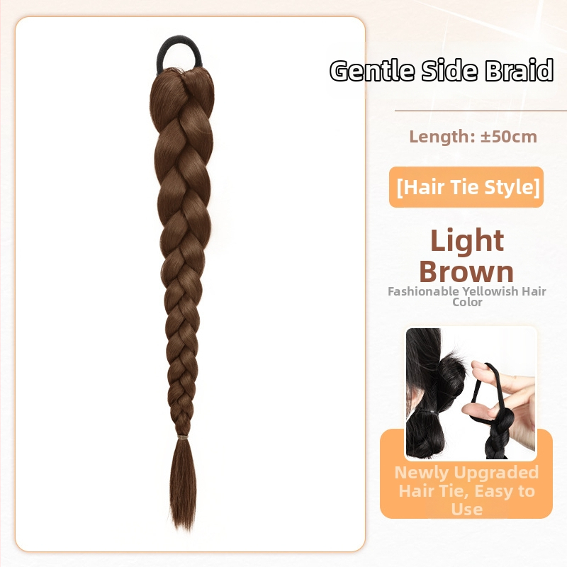 Sieviešu pītā aste parūka, rokām austā, mati no augstas temperatūras stieples, nav piemērota krāsošanai vai veidošanai