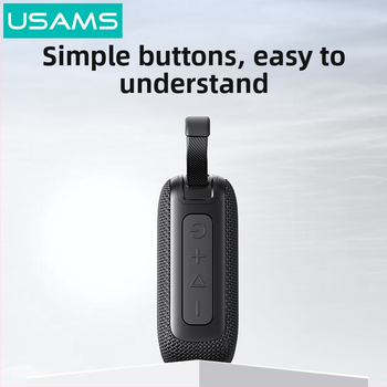 USAMS išorinis Bluetooth garsiakalbis su atspariu vandeniui korpusu, Bluetooth 5.0, nuotolis iki 10 m, baterijos veikimo laikas 4–8 val.