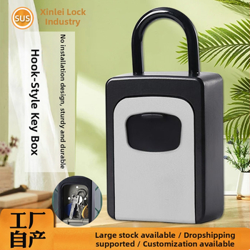 Mechaninė raktų laikymo dėžutė su kabliu, modelis XL-901-2, medžiaga cinko lydinys + aliuminio lydinys, užrakinimo strypo storis 10 mm, strypų tarpas 40 mm, skirta statybos aikštelėms, durims, nakvynės namams ir dekoracijų įmonėms