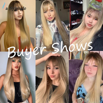 Parūka ar garām taisniem matiem un Qi bangs, augstas temperatūras šķiedra, modelis lc288-1, zīmols La Sylphide, stils Star Fashion