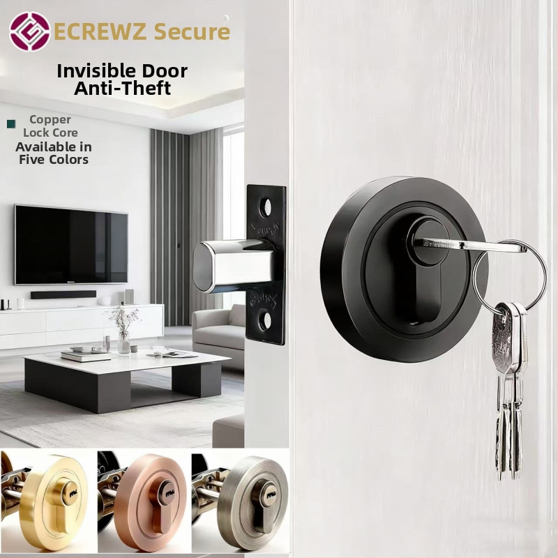 Yigu skrytá zámka na dvere pre vnútorné drevené dvere, zliatina zinku, moderný minimalistický štýl