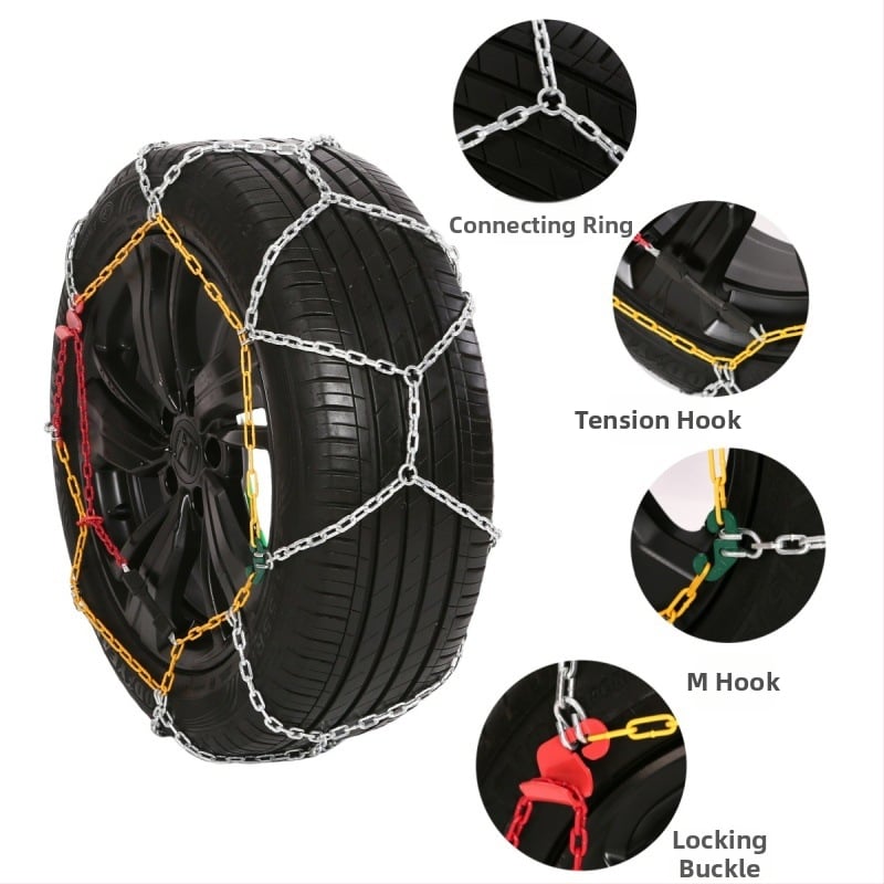 Antislip rehvi kett auto, mikroautodele ja maasturitele – segust terasest kett | Mudel KN anti-skid chain | Rehvi ühilduvus: konsulteerige