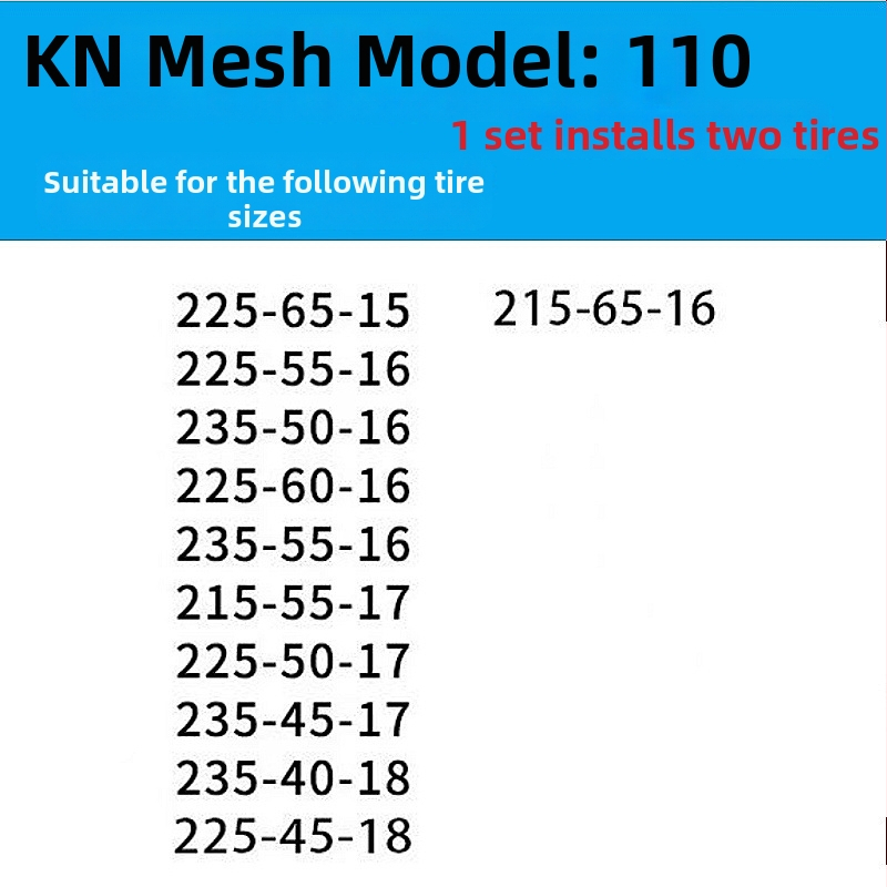 Antislip rehvi kett auto, mikroautodele ja maasturitele – segust terasest kett | Mudel KN anti-skid chain | Rehvi ühilduvus: konsulteerige