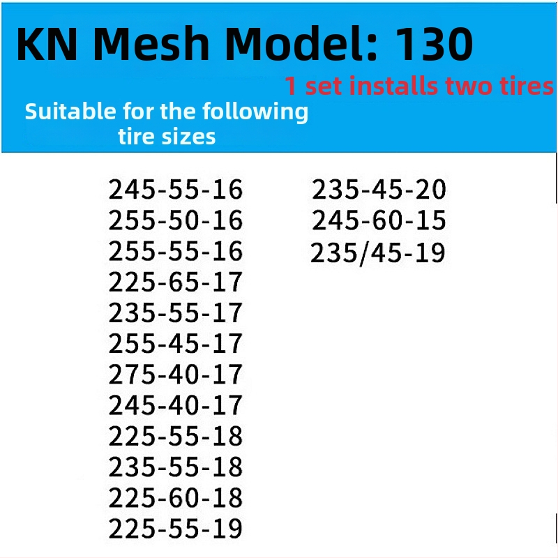 Antislip rehvi kett auto, mikroautodele ja maasturitele – segust terasest kett | Mudel KN anti-skid chain | Rehvi ühilduvus: konsulteerige