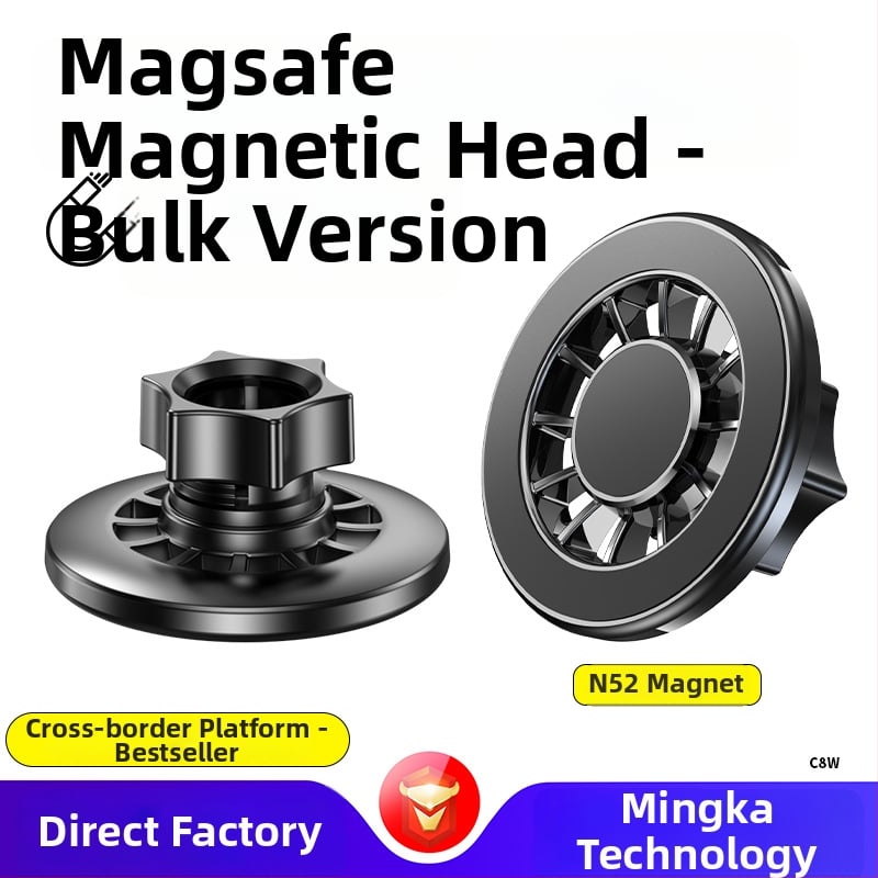 MagSafe žiedo magneto galva automobilių skydelio laikikliui, N52 magnetas, ABS plastikas, magnetinis montavimas, įtrauktas magnetinis lakštas