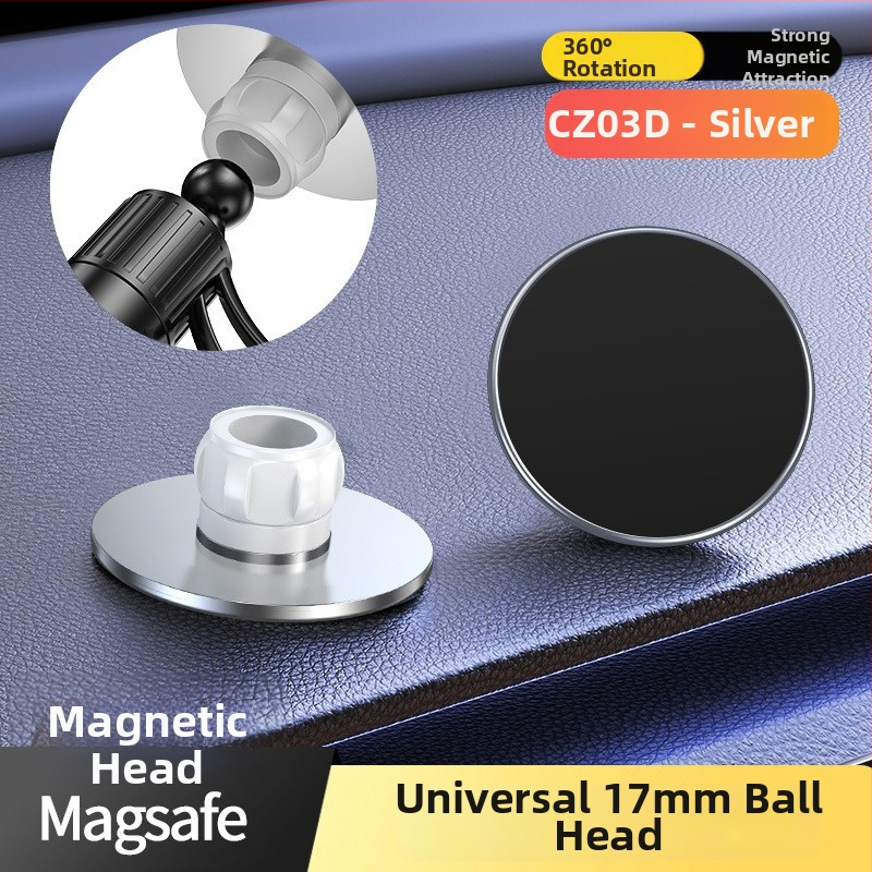 MagSafe žiedo magneto galva automobilių skydelio laikikliui, N52 magnetas, ABS plastikas, magnetinis montavimas, įtrauktas magnetinis lakštas