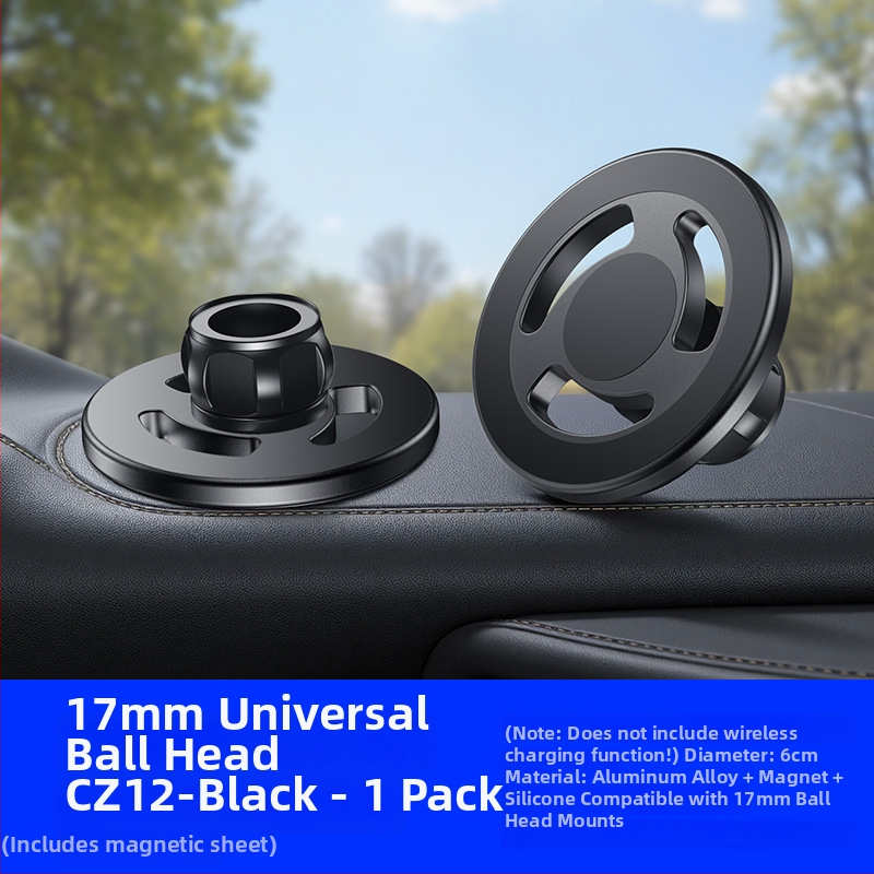 MagSafe žiedo magneto galva automobilių skydelio laikikliui, N52 magnetas, ABS plastikas, magnetinis montavimas, įtrauktas magnetinis lakštas