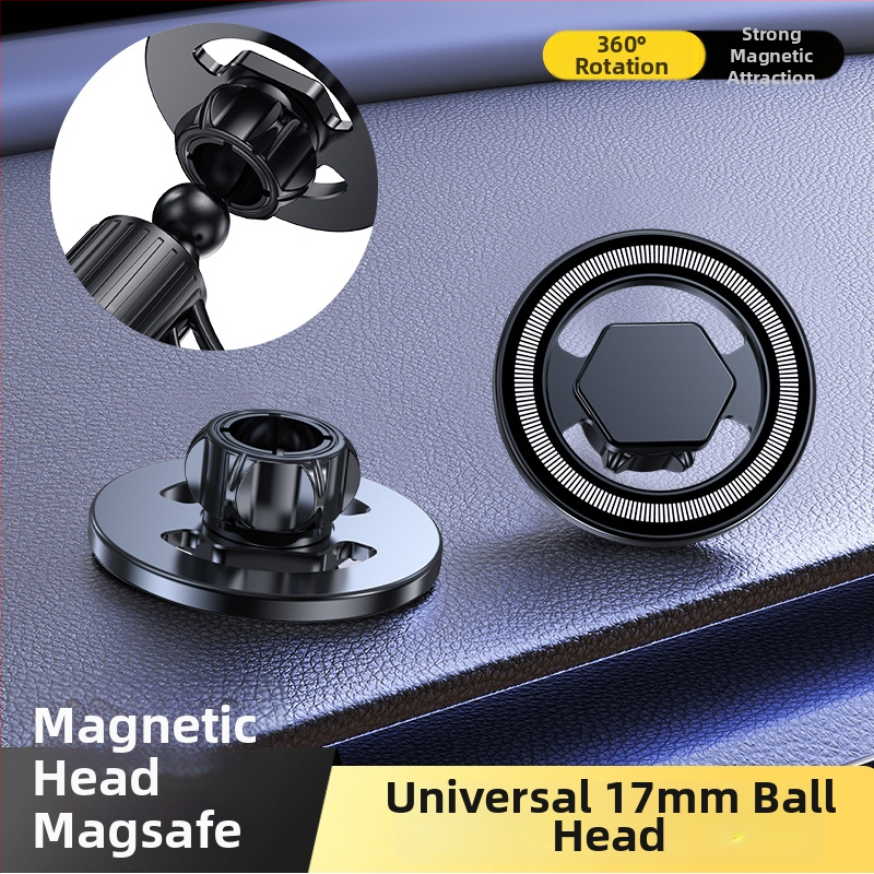 MagSafe žiedo magneto galva automobilių skydelio laikikliui, N52 magnetas, ABS plastikas, magnetinis montavimas, įtrauktas magnetinis lakštas