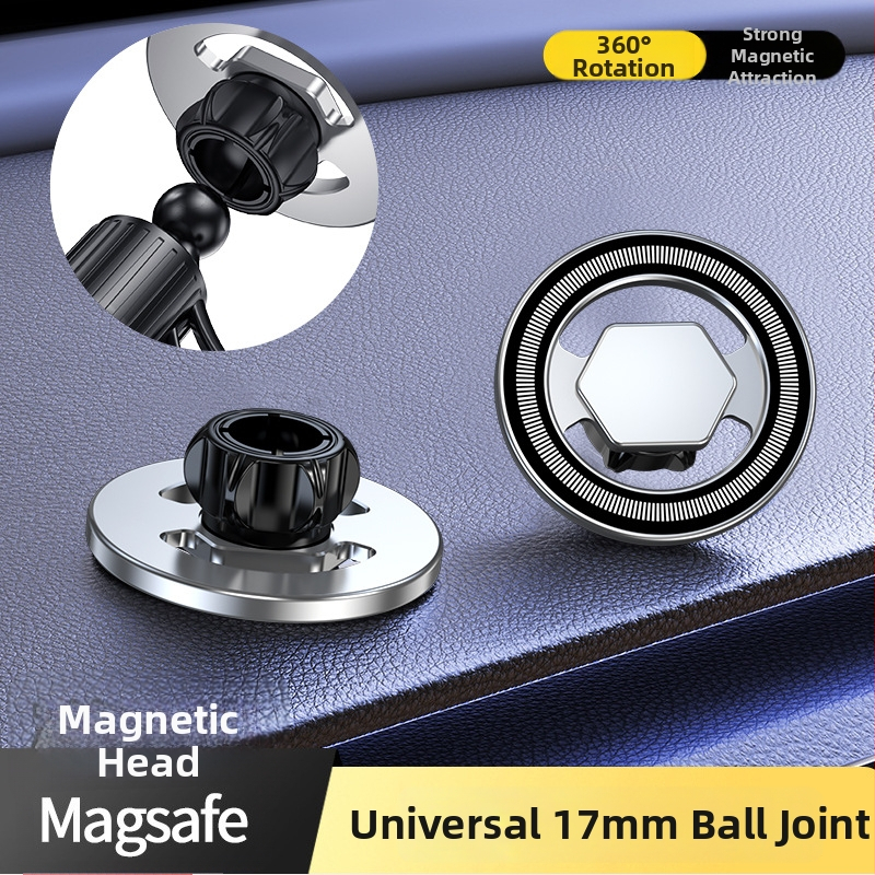 MagSafe žiedo magneto galva automobilių skydelio laikikliui, N52 magnetas, ABS plastikas, magnetinis montavimas, įtrauktas magnetinis lakštas