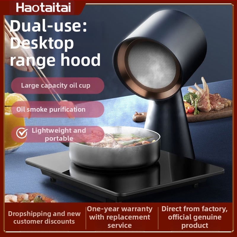 Stolný odsávač pár s dolným saním, kompaktný a prenosný, rozmery 198×166×343 mm, objem výfuku ≤10 m3/min, hluk <55 dB, výkon ≤150W, napätie 24V