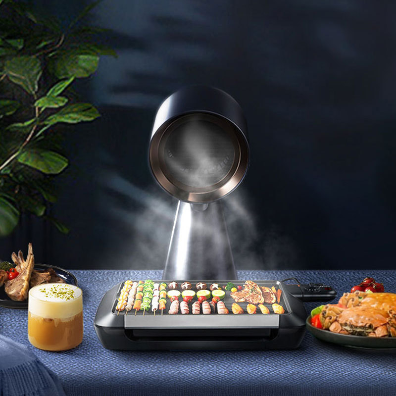 Stolný odsávač pár s dolným saním, kompaktný a prenosný, rozmery 198×166×343 mm, objem výfuku ≤10 m3/min, hluk <55 dB, výkon ≤150W, napätie 24V