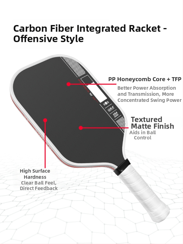 Bērnu pickleball nūja no oglekļa šķiedras T700, Holi Sports GEN4, 220 g