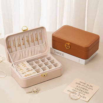 Ādas juvelierizstrāžu kastīte ar divām kārtām un aizslēgu, antioksidējošs pārklājums