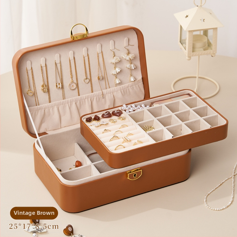 Ādas juvelierizstrāžu kastīte ar divām kārtām un aizslēgu, antioksidējošs pārklājums