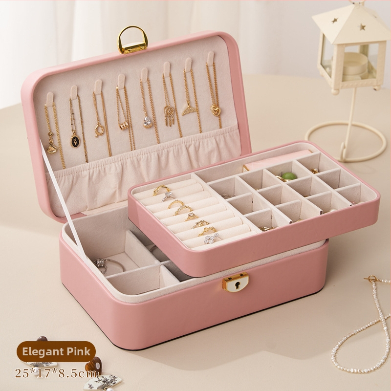 Ādas juvelierizstrāžu kastīte ar divām kārtām un aizslēgu, antioksidējošs pārklājums