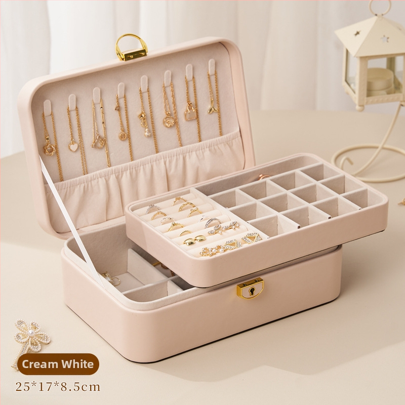 Ādas juvelierizstrāžu kastīte ar divām kārtām un aizslēgu, antioksidējošs pārklājums