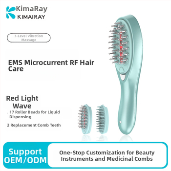 Elektrinė masažo šukelė su EMS mikro srove ir RF plaukų bei galvos odos priežiūrai, 12 ml skysto aplikatoriaus, CE/ROHS