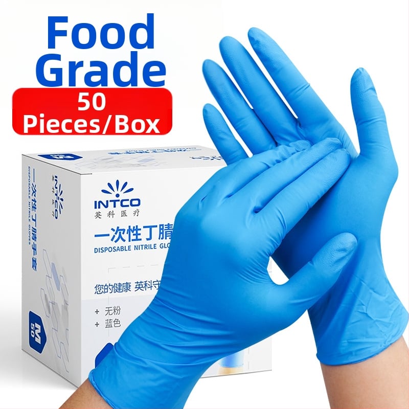 Vienreizējās nitrila cimdi, pārtikas kvalitātes, cateringu un virtuvei, biezināti un augsti elastīgi, 50 gab. kastē.