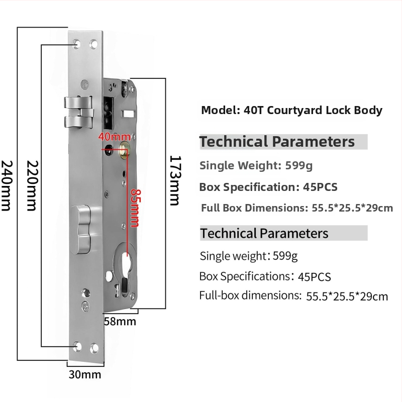 85 serijos integruotas terminio atskyrimo aliuminio piršto atspaudų spynos korpusas su nerūdijančio plieno cilindru ( kiemo spyna)