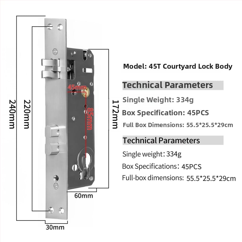 85 serijos integruotas terminio atskyrimo aliuminio piršto atspaudų spynos korpusas su nerūdijančio plieno cilindru ( kiemo spyna)