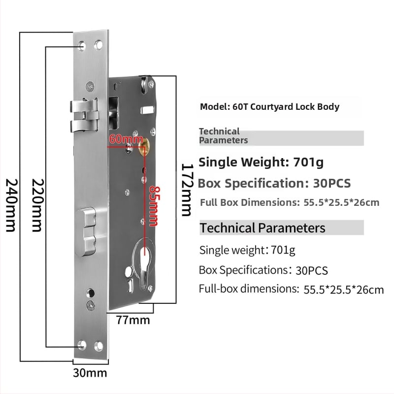 85 serijos integruotas terminio atskyrimo aliuminio piršto atspaudų spynos korpusas su nerūdijančio plieno cilindru ( kiemo spyna)