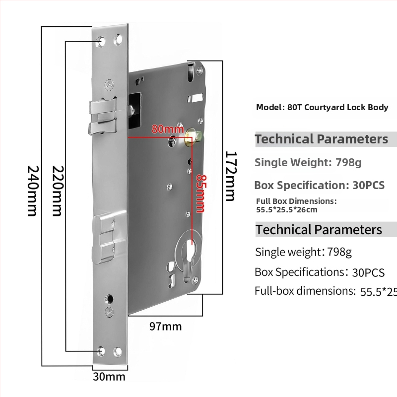 85 serijos integruotas terminio atskyrimo aliuminio piršto atspaudų spynos korpusas su nerūdijančio plieno cilindru ( kiemo spyna)