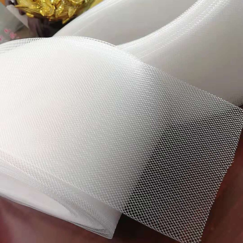 Elastingas tinklo audinys vestuvinei suknelei — plonas tinklas, poliesterio tinklo gija, Meiying