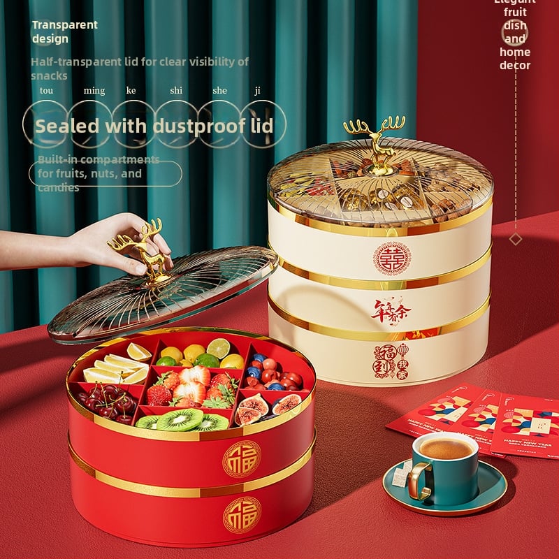 Guduoduo plastikinė Vaisių lėkštė su šventiniu stiliumi, išleista 2024 m., aukštos kokybės