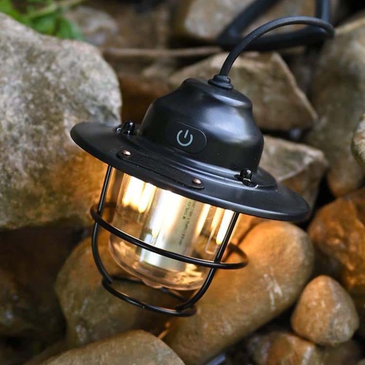 Pinecone kempingo žibintas — LED, įkraunamas, ilgas baterijos tarnavimas, tinka palapinei ir lauko naudojimui