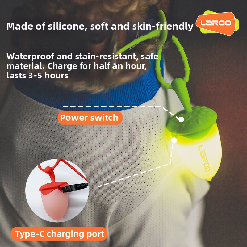 Suņa nakts gaismas kulons – silikons, uzlādējams LED, karikatūras stils, pret zudumu