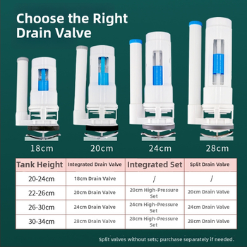 Комплект клапани за тоалетна с водосъхраняващ бустер: дренажен клапан, входен клапан и бутон за промиване; Материал: PP; Марка: Excellent; Режим на използване: натискане; Стил: модерен минимализъм