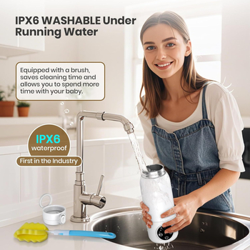 Vezeték nélküli termosztatikus bébi tejmelegítő pohár, 500 ml, USB töltés, rozsdamentes acél, kijelző