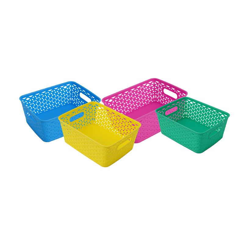 PP plastična košara za pohranu, kvadratnog oblika, velike kapacitete, stolna upotreba, bez poklopca