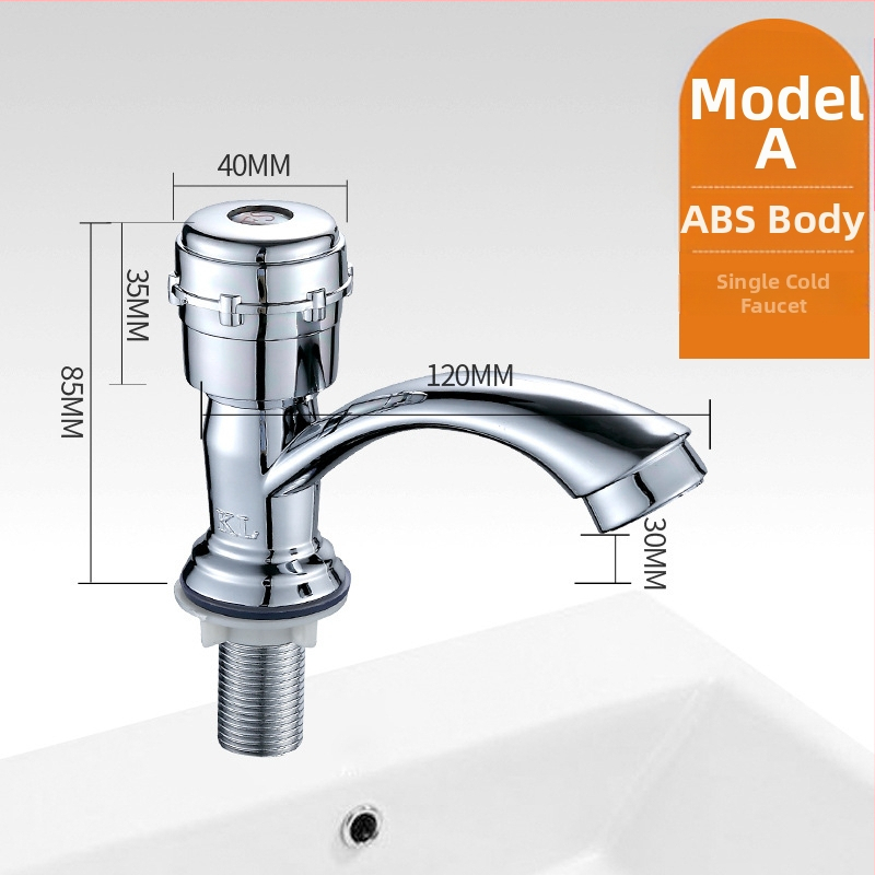 Plastikust kraan valamu jaoks keramikkava ventiiliga, nominaalne rõhk 0,8 MPa, kolonniline paigaldus, sissetooma/väljundtoru diameeter 4 punktid