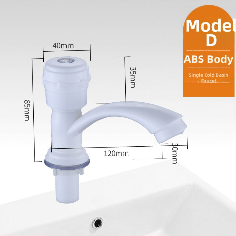 Plastikust kraan valamu jaoks keramikkava ventiiliga, nominaalne rõhk 0,8 MPa, kolonniline paigaldus, sissetooma/väljundtoru diameeter 4 punktid