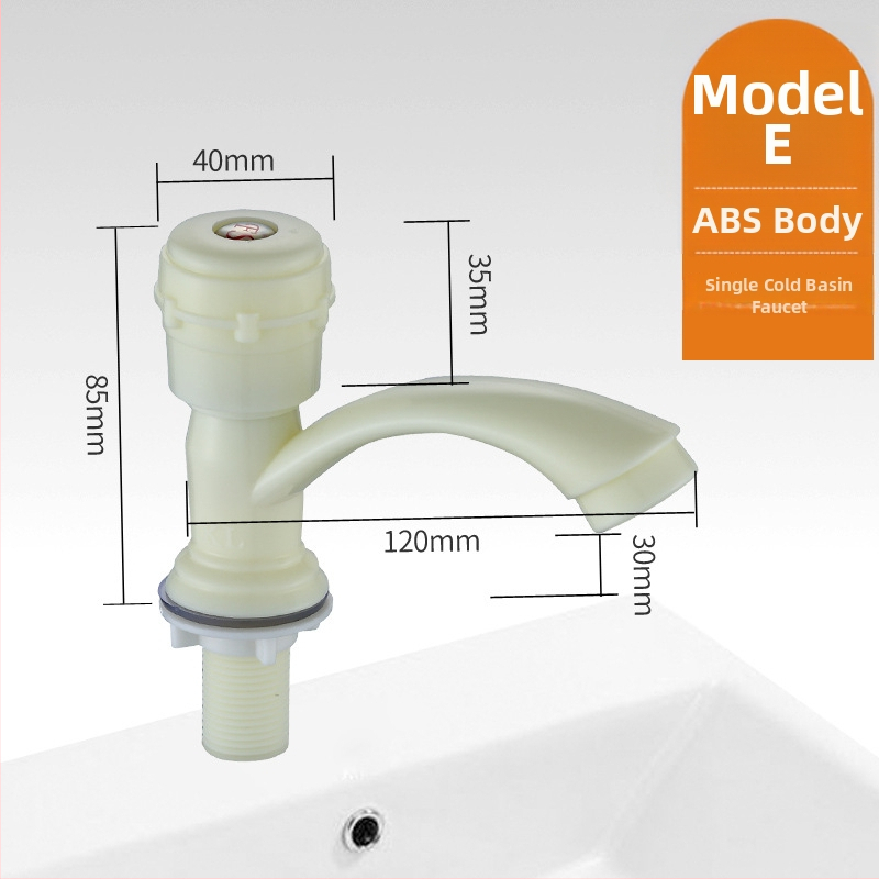 Plastikust kraan valamu jaoks keramikkava ventiiliga, nominaalne rõhk 0,8 MPa, kolonniline paigaldus, sissetooma/väljundtoru diameeter 4 punktid