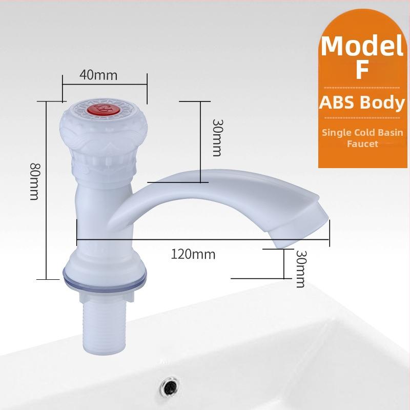 Plastikust kraan valamu jaoks keramikkava ventiiliga, nominaalne rõhk 0,8 MPa, kolonniline paigaldus, sissetooma/väljundtoru diameeter 4 punktid