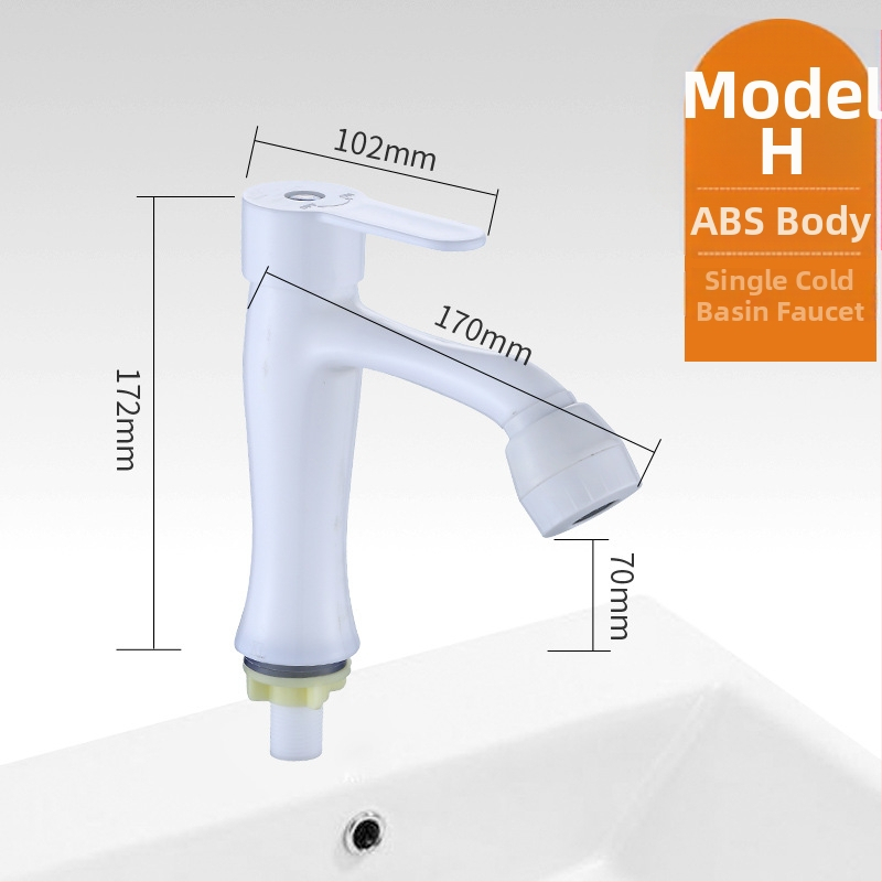 Plastikust kraan valamu jaoks keramikkava ventiiliga, nominaalne rõhk 0,8 MPa, kolonniline paigaldus, sissetooma/väljundtoru diameeter 4 punktid