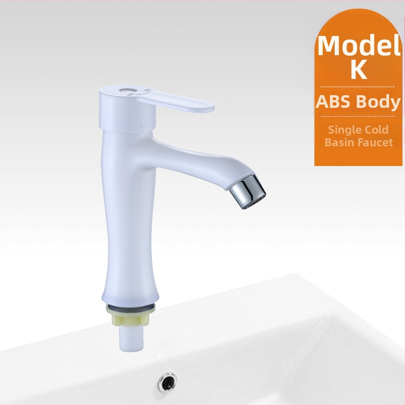 Plastikust kraan valamu jaoks keramikkava ventiiliga, nominaalne rõhk 0,8 MPa, kolonniline paigaldus, sissetooma/väljundtoru diameeter 4 punktid