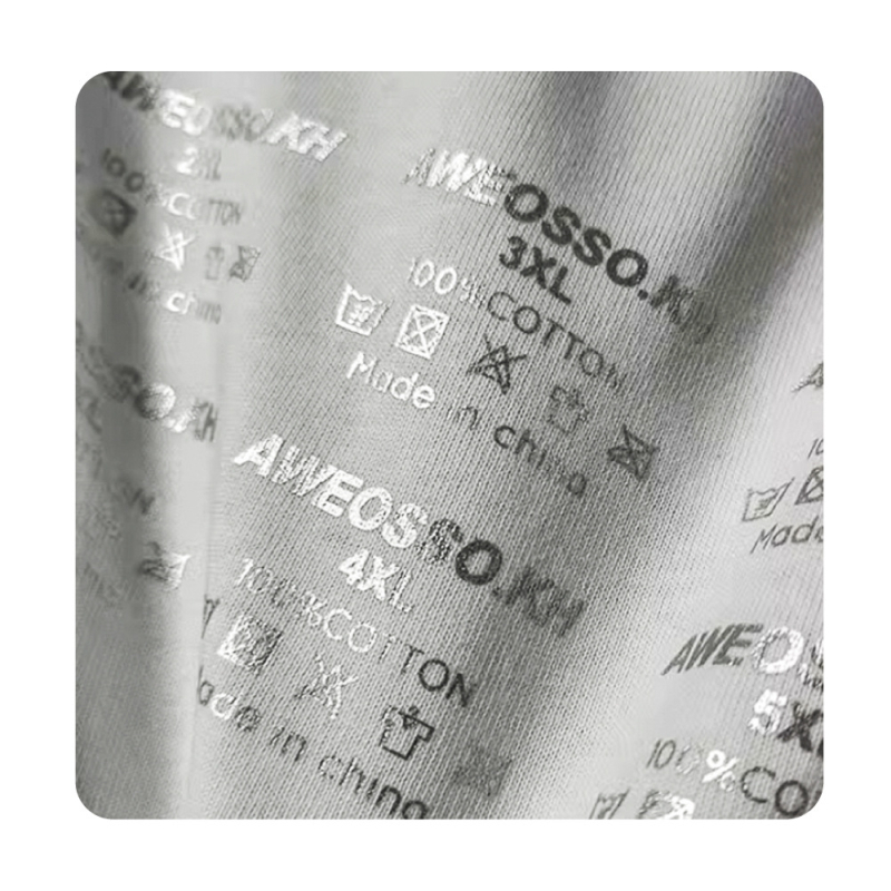 Etiketa za pranje s toplim prijenosom za odjeću — Proces vrućeg otiska, Marka Hongcai, Primjena: donje rublje, kape, torbe i tekstil