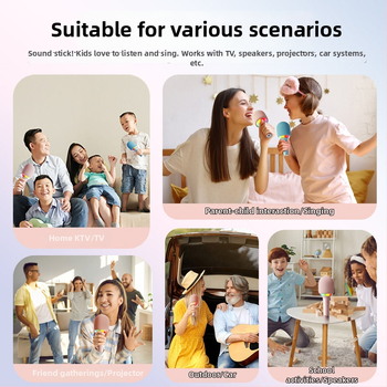 L8 Bērnu karaoke mikrofons ar Bluetooth 5.0, sirds formas dizains, iebūvēts akumulator, frekvenču diapazons 100 Hz–20 kHz, 3 W