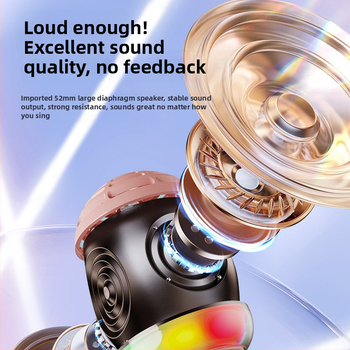 L8 Bērnu karaoke mikrofons ar Bluetooth 5.0, sirds formas dizains, iebūvēts akumulator, frekvenču diapazons 100 Hz–20 kHz, 3 W