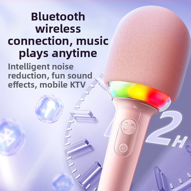 L8 Bērnu karaoke mikrofons ar Bluetooth 5.0, sirds formas dizains, iebūvēts akumulator, frekvenču diapazons 100 Hz–20 kHz, 3 W
