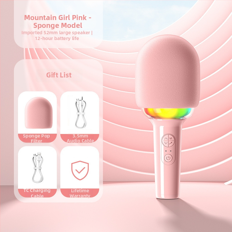 L8 Bērnu karaoke mikrofons ar Bluetooth 5.0, sirds formas dizains, iebūvēts akumulator, frekvenču diapazons 100 Hz–20 kHz, 3 W